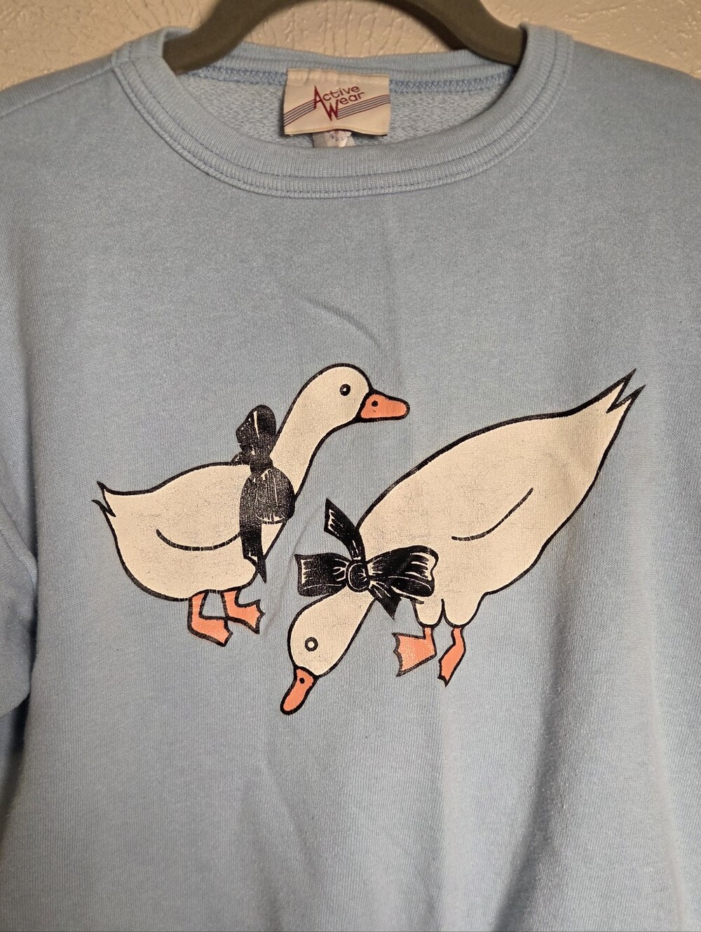 Vintage Country Goose 2 Piece Sweat Suit Top + Bottoms Cotton Blend Medium Blue - Picture 3 of 8
